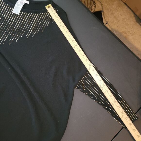 Chicos Black Gold Beaded Cashmere Blend Sweater S/M - Picture 12 of 13